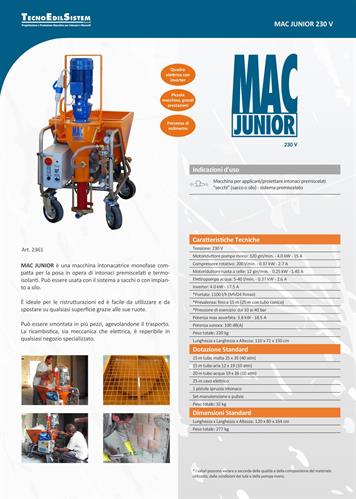INTONACATRICE MAC JUNIOR 220V - 3KW