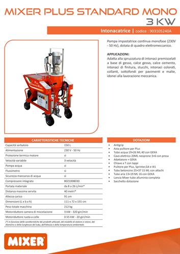 INTONACATRICE MIXER PLUS MONO 220V - 3 KW