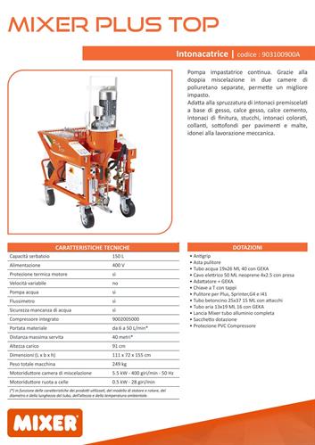 INTONACATRICE MIXER PLUS TOP 380V - 6 KW