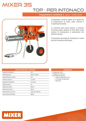 IMPASTATORE CONTINUO MIXER 35 TOP 220V - 1,1 KW